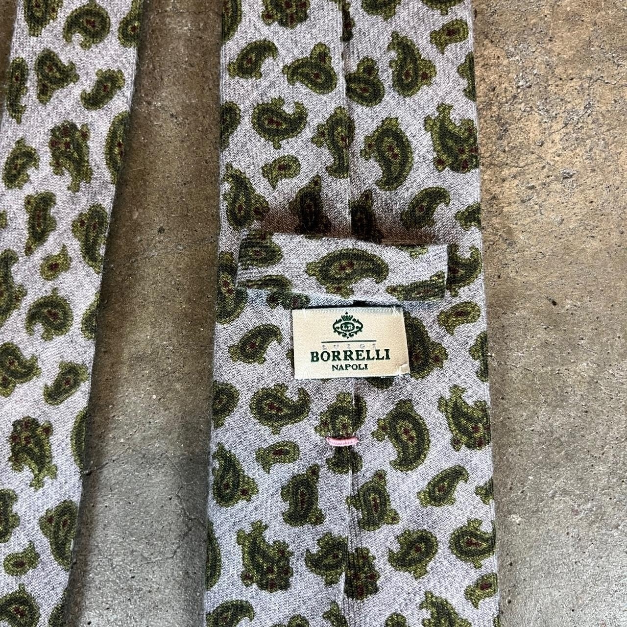Luigi Borrelli Napoli Grey Paisley Wool Tie